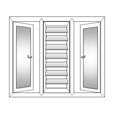 csement window combination of louvers